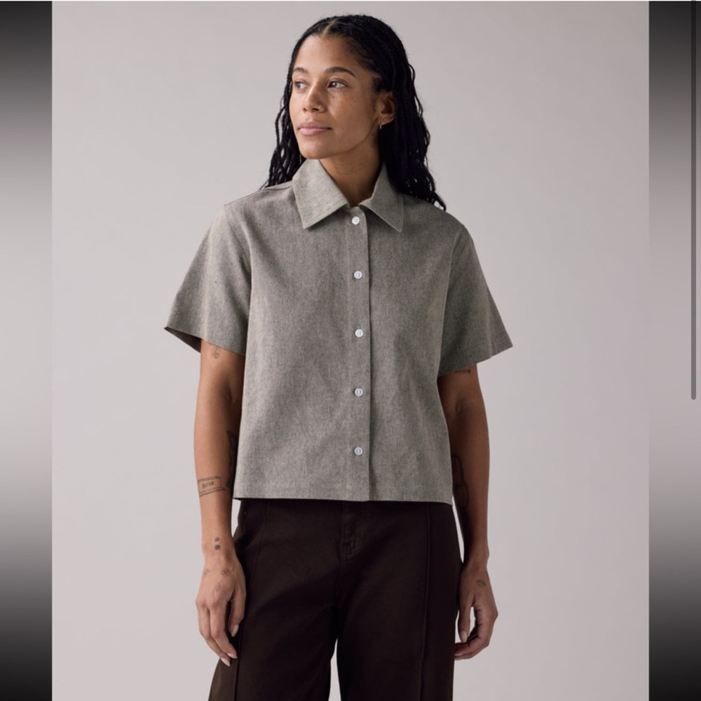 ANIAN NWT Haro Crop Blouse - Brown - size small